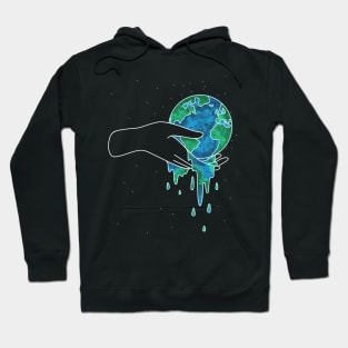 Hand holding melting earth Hoodie